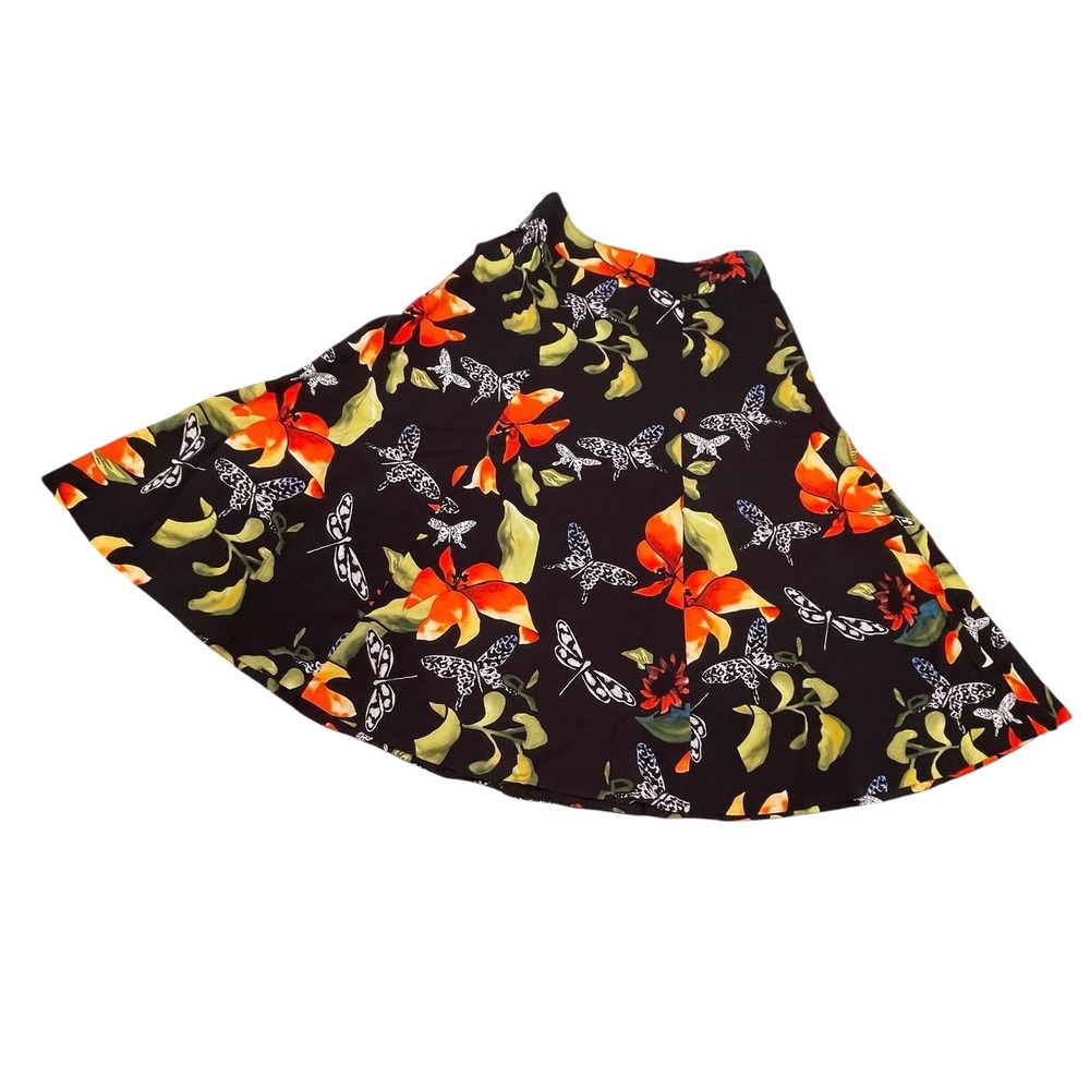 Soft Surroundings Tropical Floral Midi Skirt Butterflies Size XS Petite New Boho